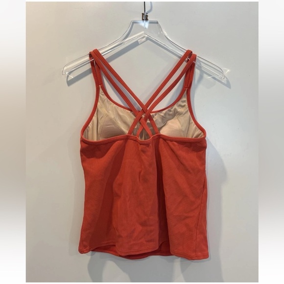 Lands End Orange Ribbed Tankini‎ Top Swimsuit Womens Size 14 (731) - Picture 2 of 4